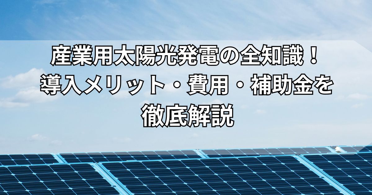 産業用太陽光発電の全知識！導入メリット・費用・補助金を徹底解説