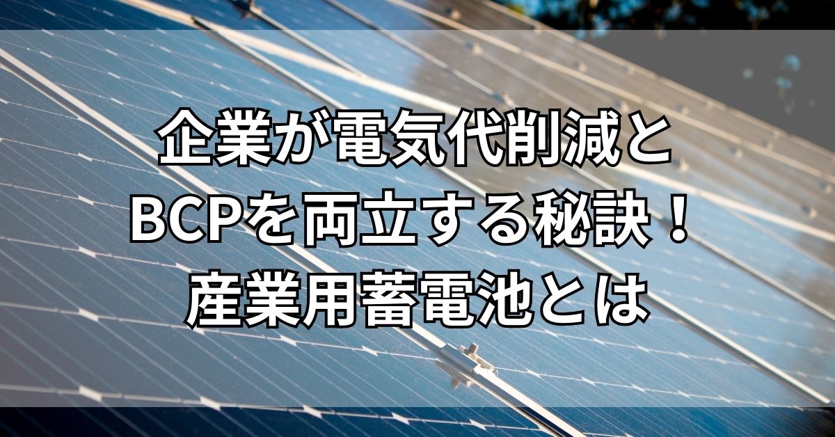 企業が電気代削減とBCPを両立する秘訣！産業用蓄電池とは