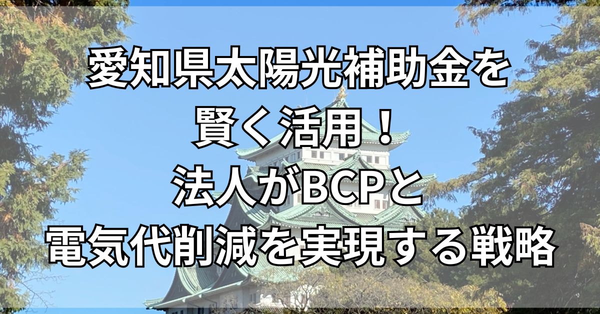 【2025年最新】愛知県太陽光補助金を賢く活用！法人がBCPと電気代削減を実現する戦略