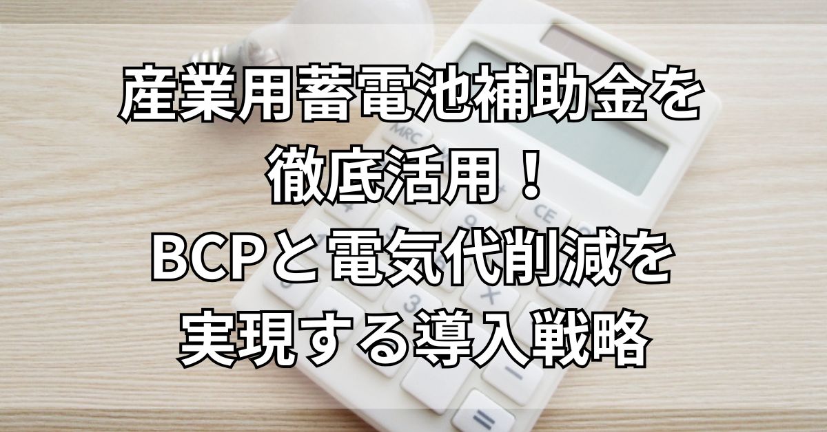 【2025年最新版】産業用蓄電池補助金を徹底活用！BCPと電気代削減を実現する導入戦略